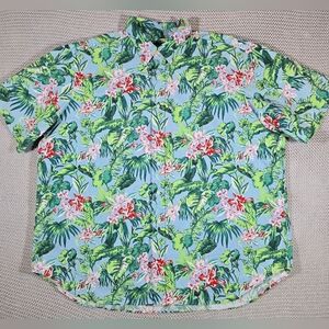 Ralph Lauren Oxford Button Shirt Men Sz 2XB Floral Hawaiian Classic Short Sleeve